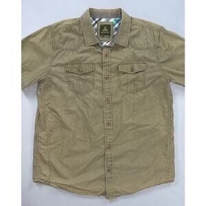 Prana Men's Borla Short Sleeve Button Front Flap Pocket Shirt. Micro Dot. L, EUC